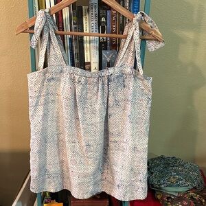 Women's Sleeveless Block print Patterned Top with Ties